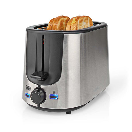 EAN 5412810336272 - Nedis KABT300EAL tostadora 7 2 rebanada(s) 1000 W Aluminio, Negro imagen 1