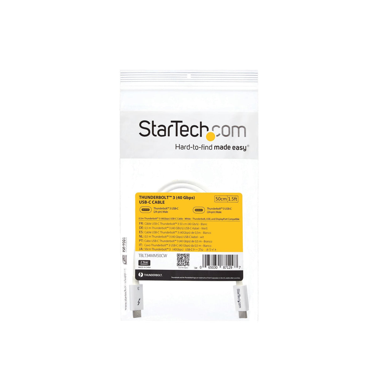 EAN 0065030871297 - StarTech.com TBLT34MM50CW cable Thunderbolt 0,5 m 40 Gbit/s imagen 7