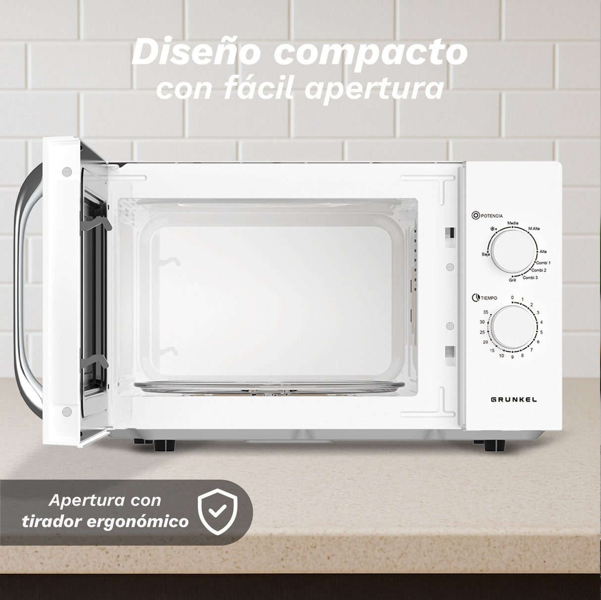 Microondas Grunkel Mwg-25grill 850w Capacidad 25l Funcion Grill Blanco