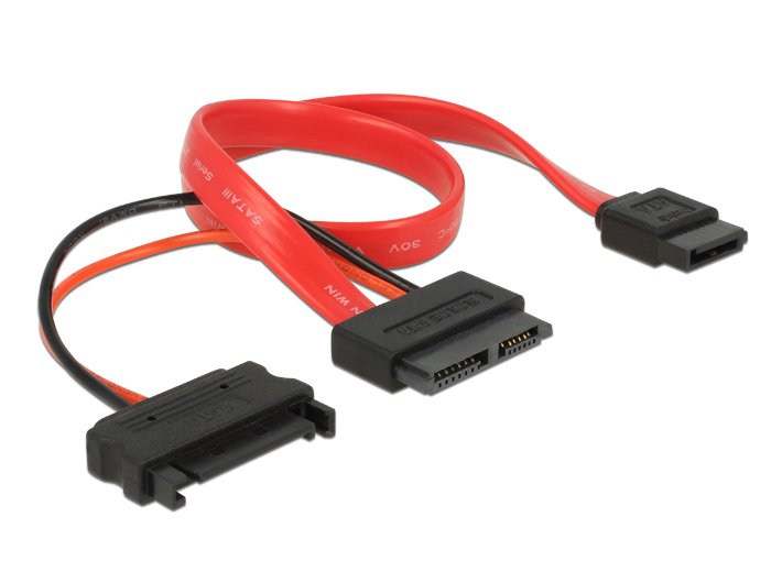 Delock Cable Slim Sata 13 Pin Bu > 7 Pin + 15 Pin 5 V 30cm