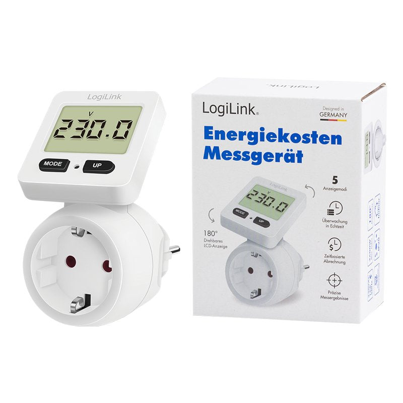 Medidor De Comes Energéticos Logilink, Pantalla Giratoria 180°, Blanco