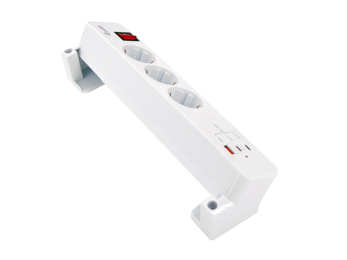 Equip Meckdosenleime 3xschuko 2xusbc Usba+Switch Cl Pla.