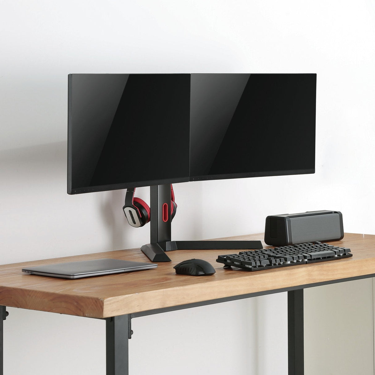 Tooq Soporte De Mesa Gaming Para 2 Monitores De 17"-27" - Soporte Para Auriculares - Gestion De Cables - Peso Max 7kg X