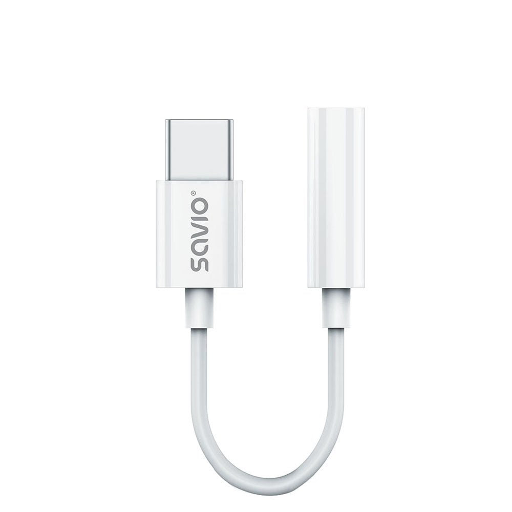 EAN 5901986047506 - Savio AK-51 cable de audio 0,11 m 3,5mm USB Tipo C Blanco imagen 1