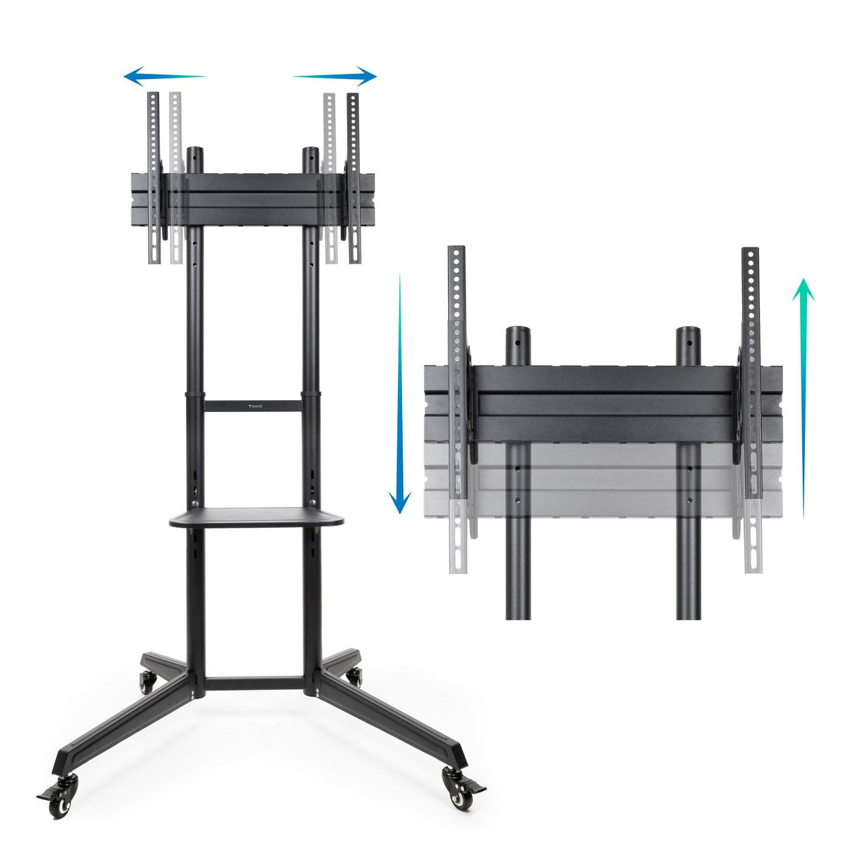 Tooq Ramses Soporte De Suelo Con Ruedas Para Pantallas 37" A 70" - Bloqueo De Ruedas - Estante - Gestion De Cables -