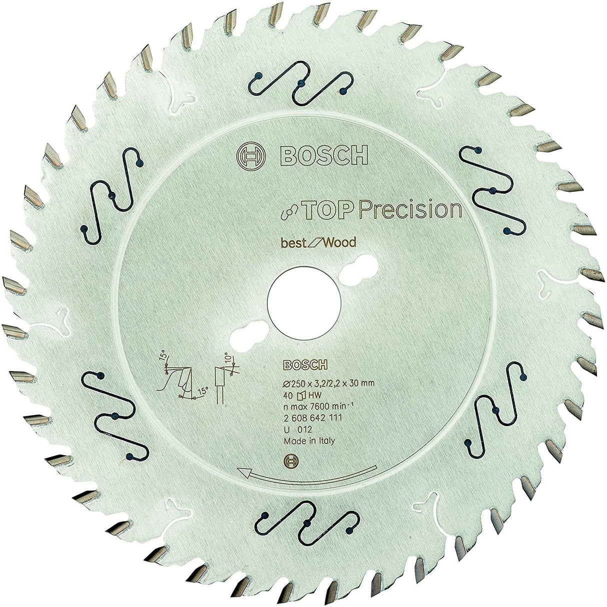 Hoja De Sierra Circular Bosch Top Precision Best For Wood 250 Mm X 30 Mm - 40z