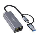 Adaptador Ethernet Ewent Ew9819 Rj45 Usb-C Usb-A Gigabit 1000mbps