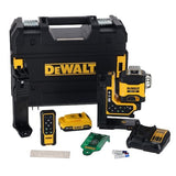 Dewalt Láser Multilínea A Batería 3x360° Dcle34035d1, 18 Voltios, Con Control Remoto, Láser De Líneas Cruzadas Negro/Amarillo, Con Líneas Láser Verdes, Batería Xr Li-Ion 2.0ah, Caja T-Stak Dcle34035d1-Qw