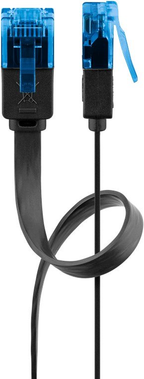 Cat 6a Flat-Patch Cable U/Utp, Black, 1 M - Copper