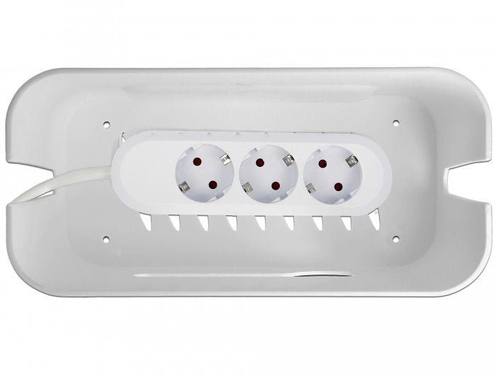 Caja De Gestión De Cables De Delock Con Compartimento De Almacenamiento Blanco/Gris 18290