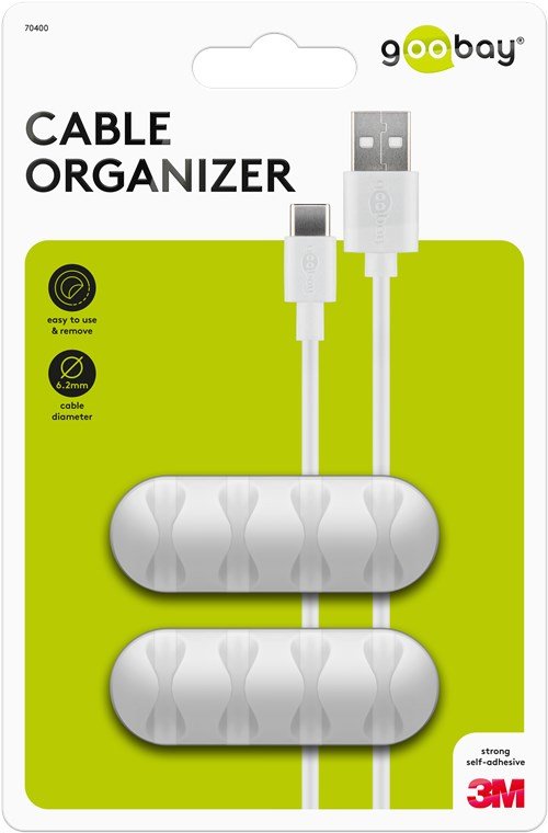 Juego De 2 Piezas Para Organizar Y Sujetar Cables, Extraíble, Gestión De Cables 4 Ranuras, Blanco, Blister