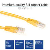Latiguillo Cat 6, U-Utp,  1.00 M, Amarillo, Pvc, Contactos Rj-45 50? Oro. Act