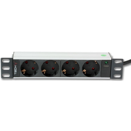 EAN 8051128100464 - Techly I-CASE M10-4D unidad de distribución de energía (PDU) 4 salidas AC 1U Negro, Plata imagen 1