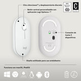 Ratón Logitech Pebble 2 M350s Wireless + Bluetooth Blanco 910-007013