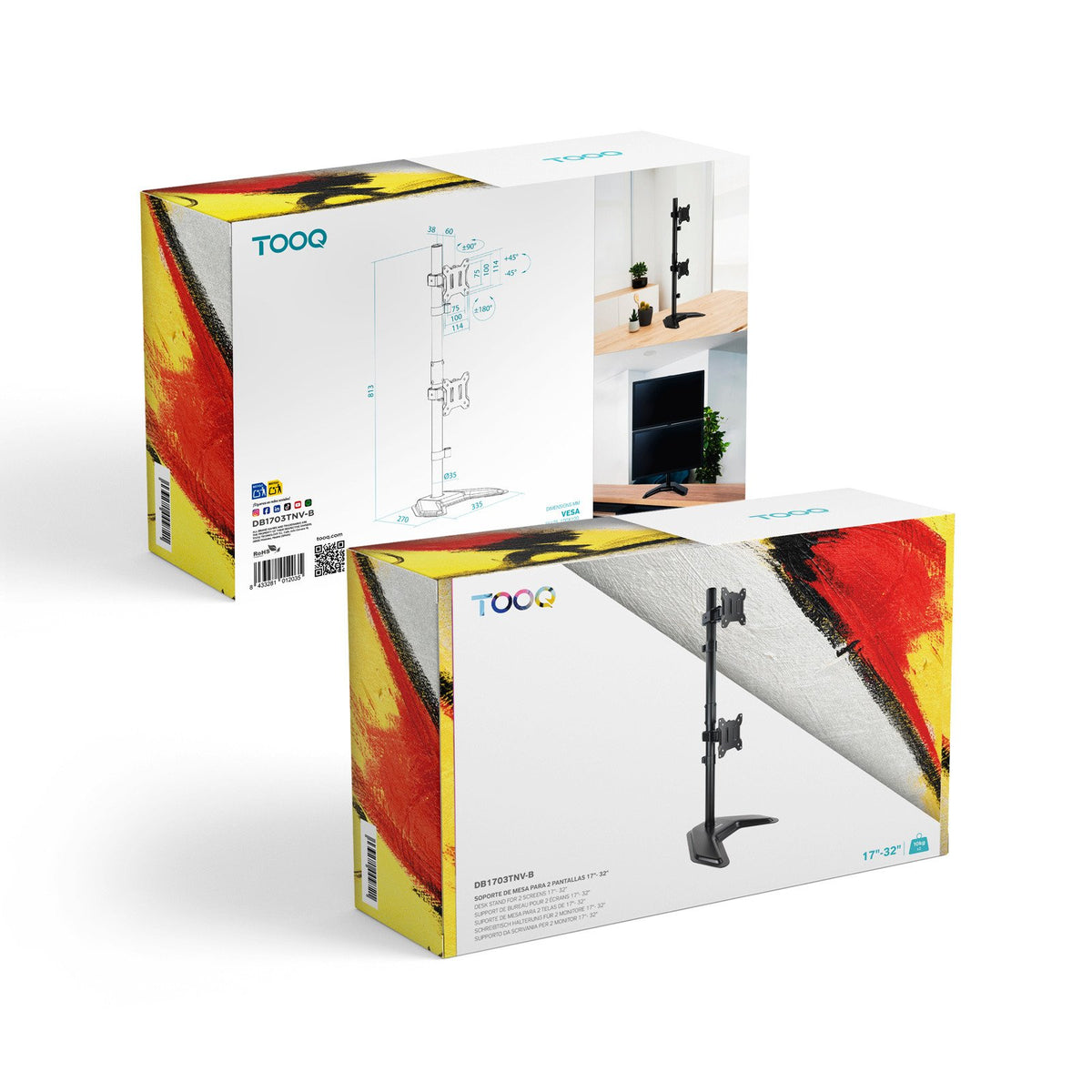 EAN 8433281012035 - TooQ DB1703TNV-B soporte para monitor 81,3 cm (32") Escritorio Negro imagen 7