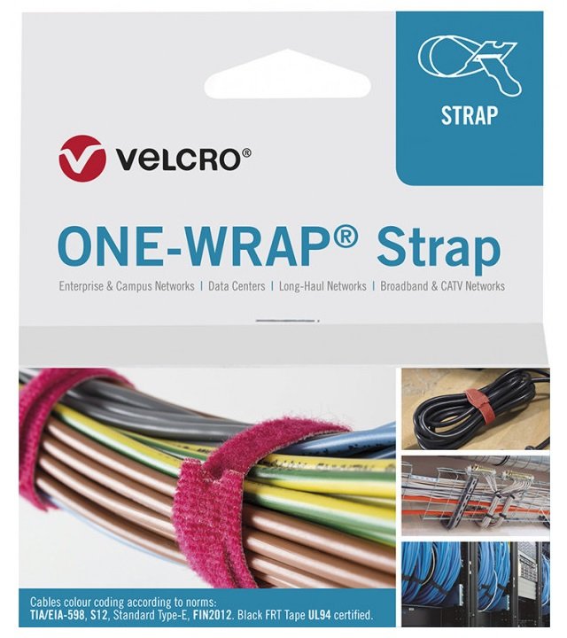 Velcro One-Wrap Presilla Brida Reutilizable Polipropileno (Pp), Velcro Blanco 25 Pieza(S)
