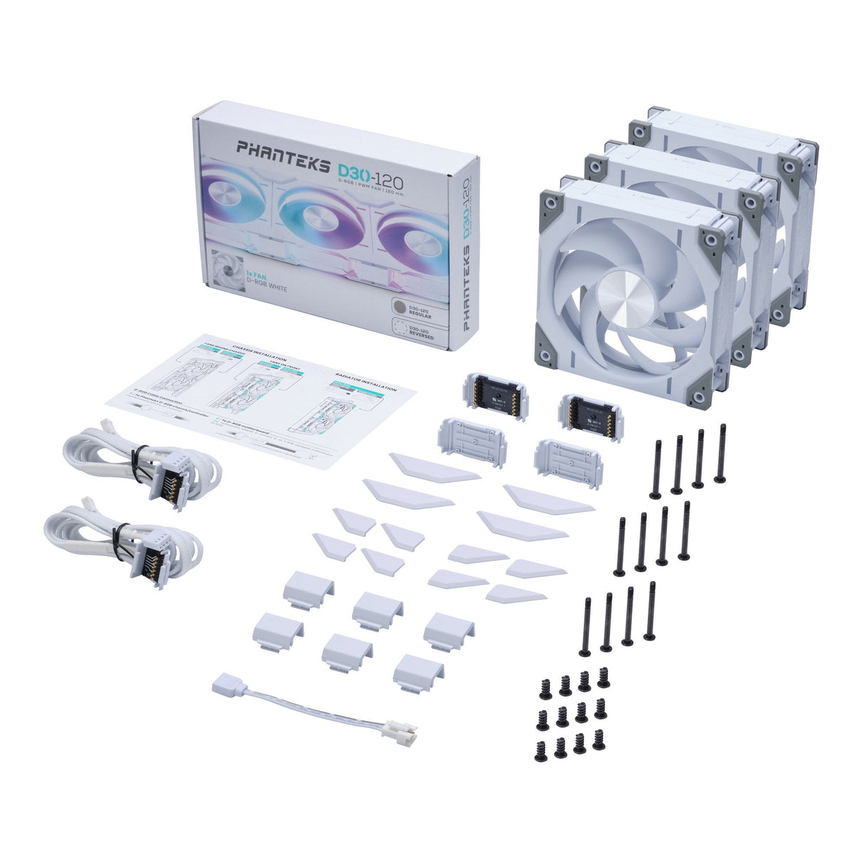 Ventilador Phanteks D30 120mmdrgb Pwm Triple Fan Pack - White