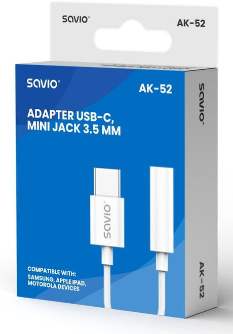 EAN 5901986047513 - Savio AK-52 cable de teléfono móvil Blanco 0,11 m USB C 3,5mm imagen 3