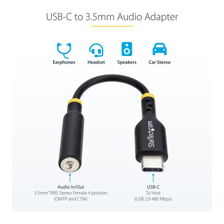 EAN 0065030898225 - StarTech.com USBCAUDIO2 cambiador de género para cable USB Type-C 2.0 3.5 mm Negro imagen 7