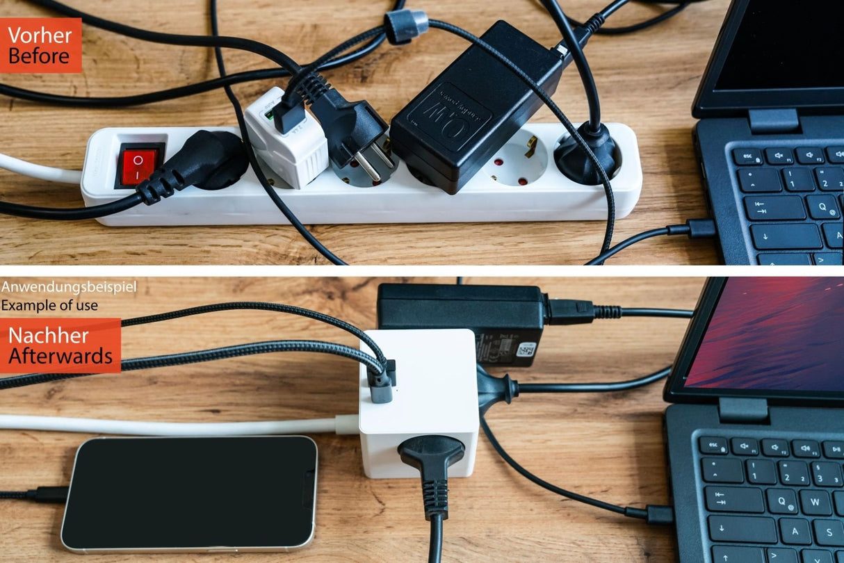 Cablemeister Steckdosenwürfel Mit 2m Zuleitung 3x Schuko  1x Usb-C 20w Pd 3.0  Usb-A 18w Weiss