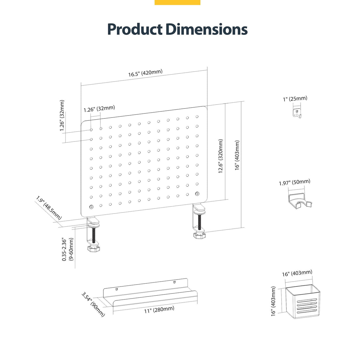 EAN 0065030905305 - StarTech.com 1612B-DESK-PEGBOARD juego de organizadores para escritorio 1 pieza(s) imagen 2