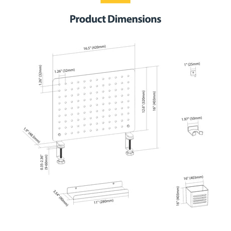 EAN 0065030905305 - StarTech.com 1612B-DESK-PEGBOARD juego de organizadores para escritorio 1 pieza(s) imagen 2