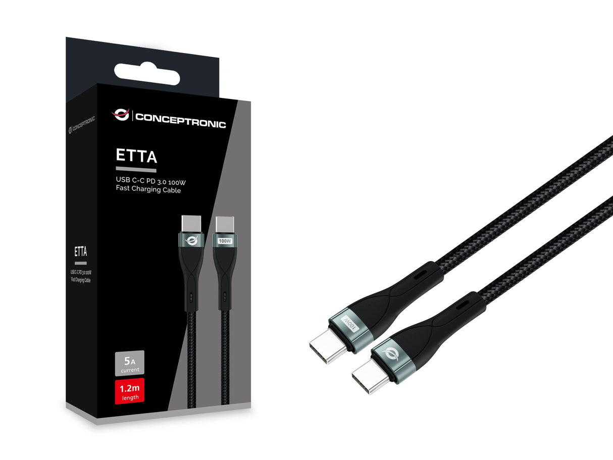 Cable Usb-C Macho A Usb-C Macho 1.2m Conceptronic Pd 3.0 100w 20v 5a 480mbps E-Mark