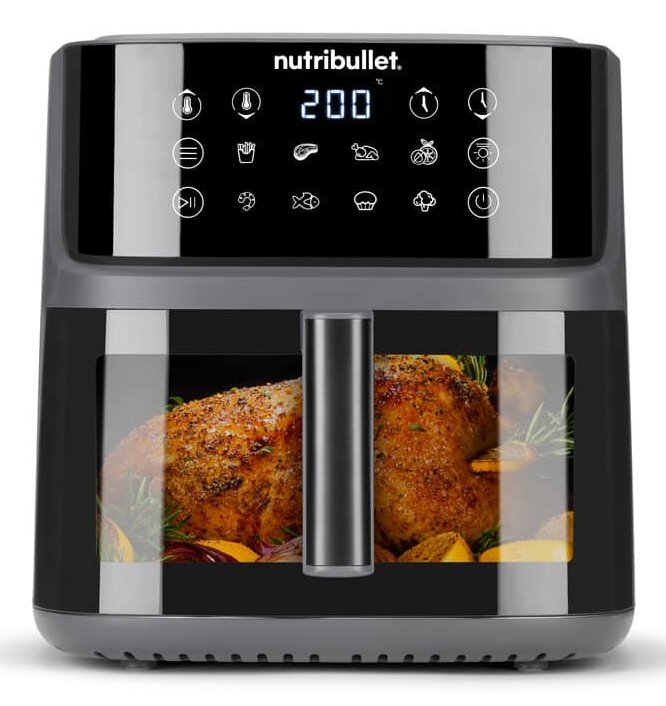 Freidora Nutribullet Air Visión De Crisplita Negro/Plata, 2,000 Vatios, Canasta 8 Litros, Con Ventana De Visualización 0c12500004