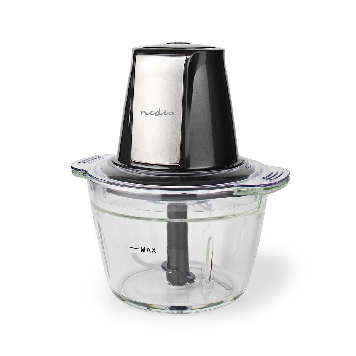 Nedis Picadora De Alimentos 500w 1l Cristal 1 Ajuste De Velocidad Negro / Plata