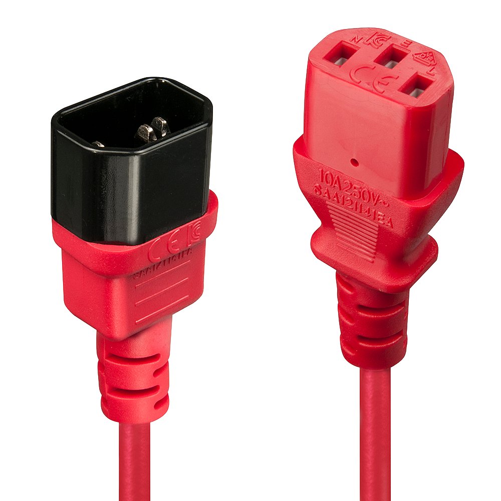 Alargador De Red Lindy Iec C14 - C13 Rojo 0,5m