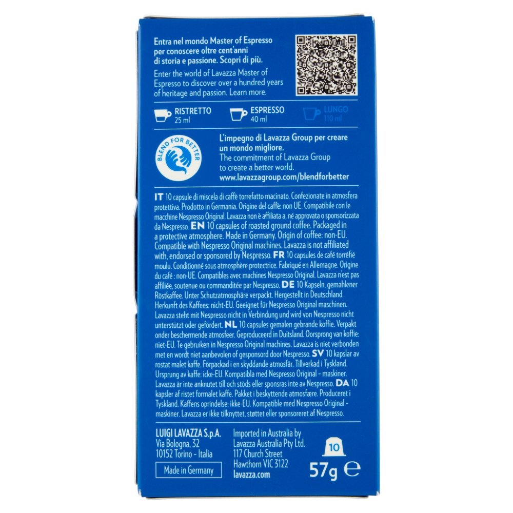 Cápsula Lavazza Crema E Gusto Clásico Para Cafeteras Nespresso Caja De 10