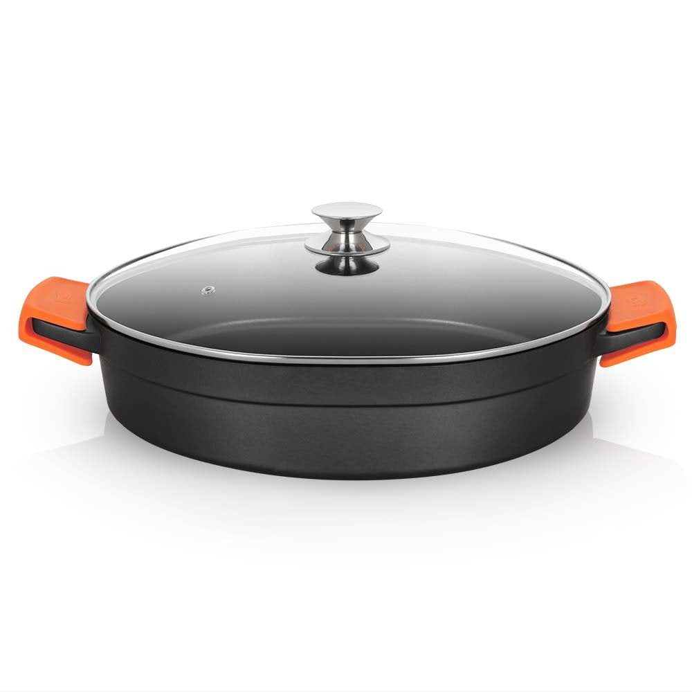 Orbegozo Cdb Cacerola Baja Serie 10.5l - Aluminio Fundido Indeformable - Asas De Silicona - Apta Para Todo Tipo De