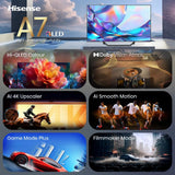 108,0cm 43" (3840x2160) Hisense 43a7ds Smart Tv 4k Hi-Qled 8ms 60hz Hdmi Usb Lan Hdr Vesa Wifi Bluetooth Black