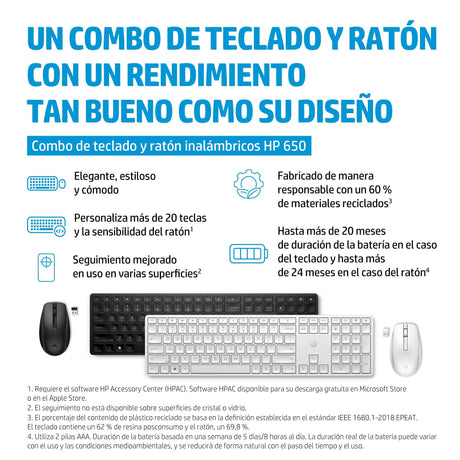 EAN 0196188141083 - HP 650 Wireless Keyboard and Mouse Combo Black teclado Ratón incluido Hogar RF inalámbrico Negro imagen 4