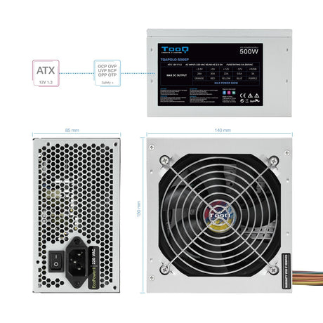 EAN 8433281010260 - TooQ TQAPOLO-500SP unidad de fuente de alimentación 500 W 20+4 pin ATX ATX Plata imagen 4