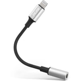 Adaptador De Audio Lightning Inline, Para Ipad, Iphone, Ipod, Plateado/Negro, 0,1 M Con Certificación Mfi