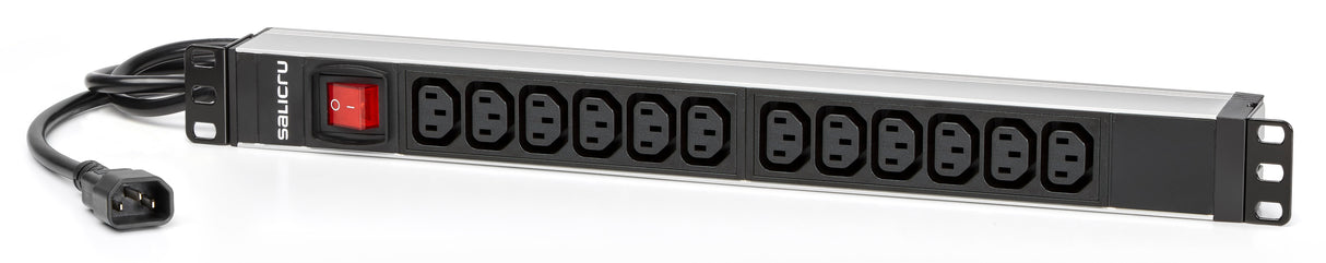 Regleta Con Interruptor Salicru Sps 12f Pdu 12 Tomas De Corriente Cable 1.5m Negra