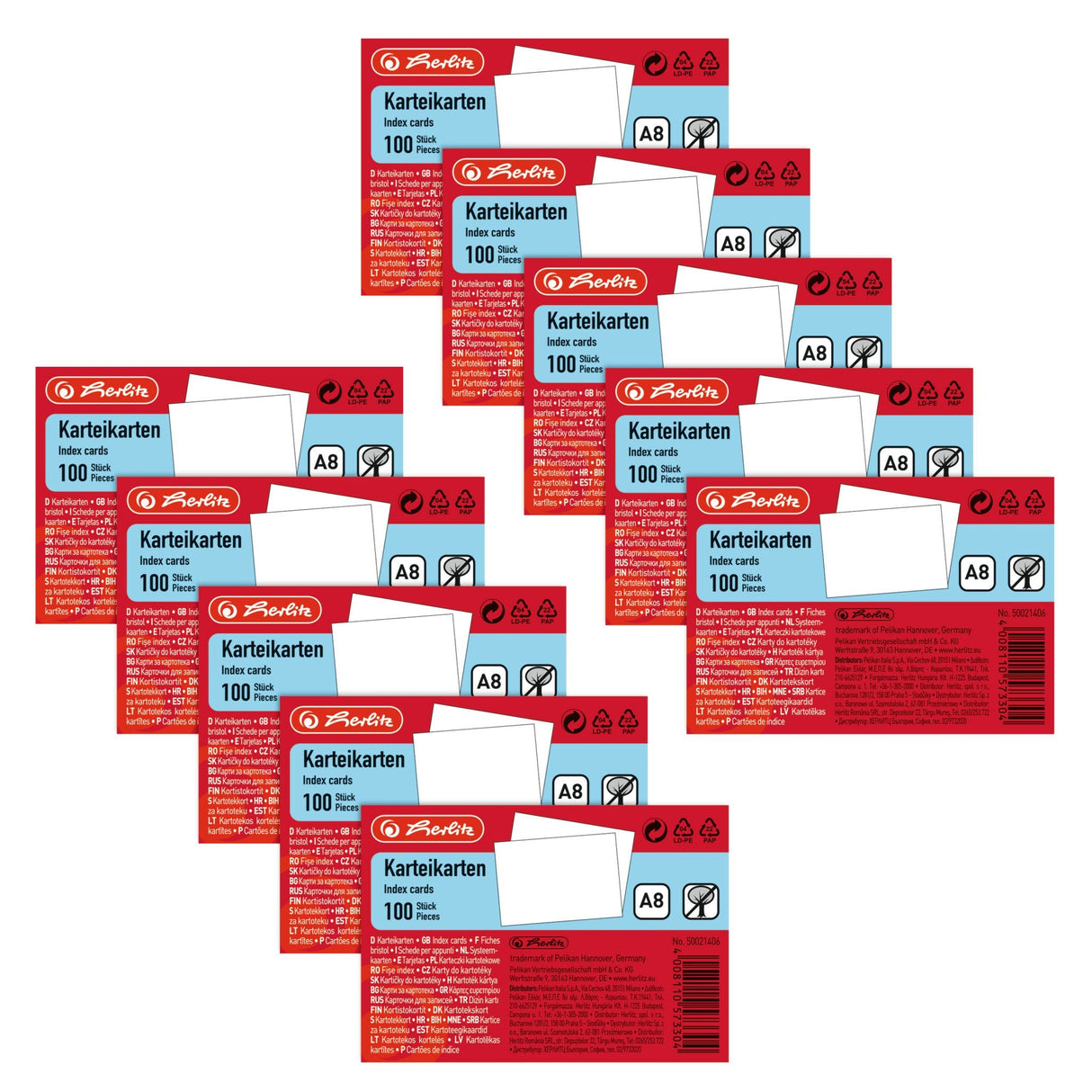 Herlitz Karteikarte A8 Blanko Ws Hf Eingeschblancot Con Aufrei