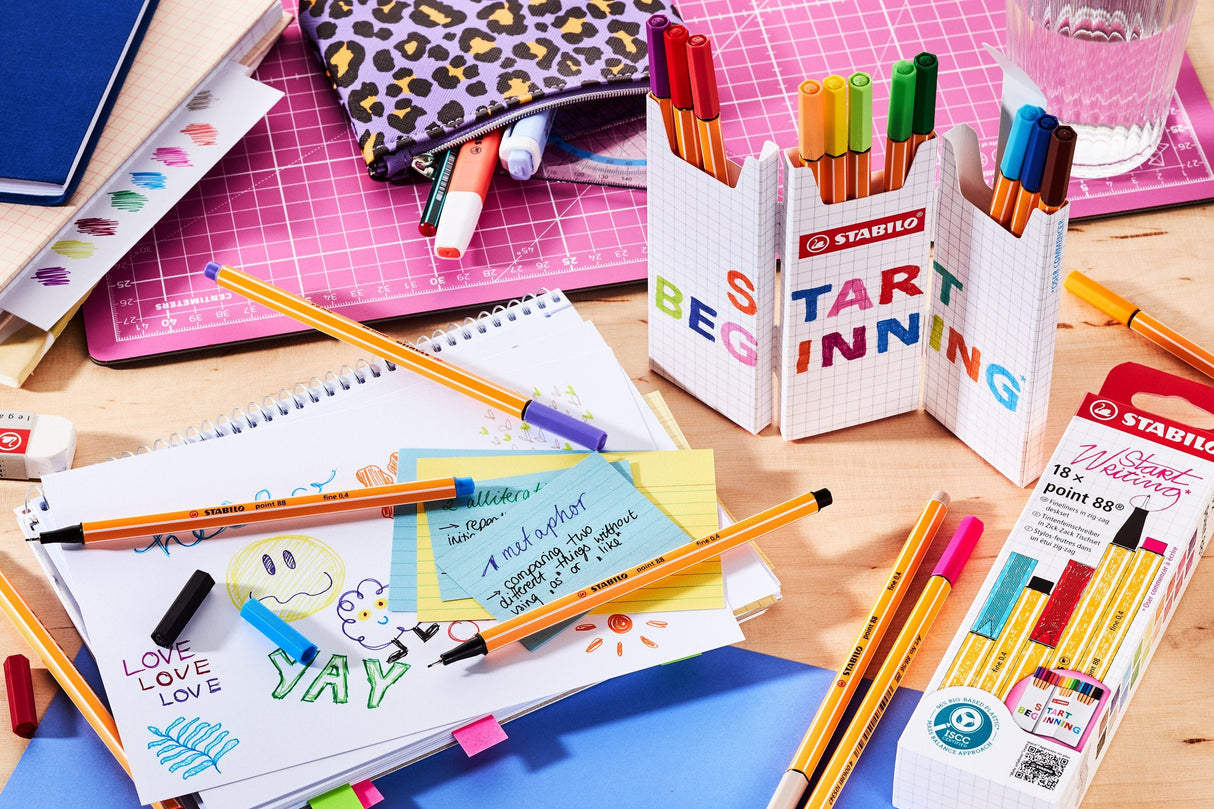 Stabilo Rotulador Point 88 Colores Surtidos Estuche En Zig Zag 18 Ud