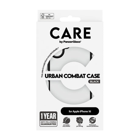 EAN 5715685004278 - PanzerGlass CARE™ by ® Urban Combat Case Transparent w. Black Frame iPhone 16 funda para teléfono móvil T imagen 3