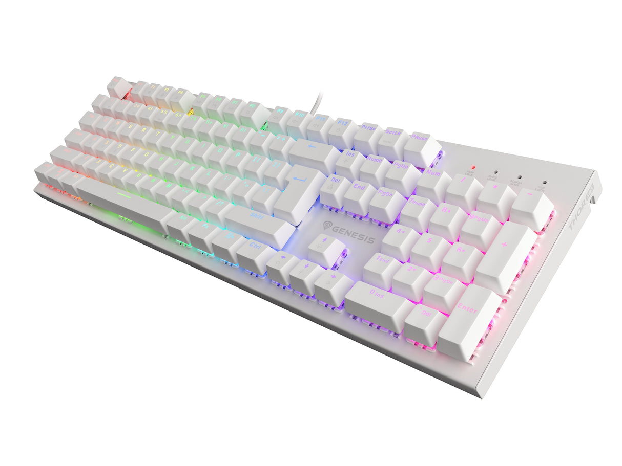 Teclado (Ingles) Mecánico Gaming Genesis Thor 303 Blanco Ee. Uu.  Rgb