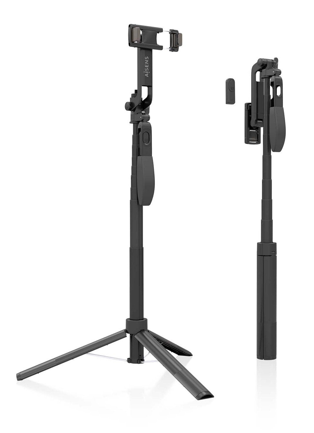 Aisens Palo Tripode Para Selfie Con Mando A Distancia Bluetooth 3 En 1, Negro