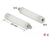 Delock 60241 Separador M5 X M4, Hexagonal, Interior / Exterior, 50 Mm Natural 4 Piezas