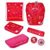 Herlitz Softlight Plus Stars&Strips Juego De Mochila Escolar Chica Poliéster Rosa, Rojo