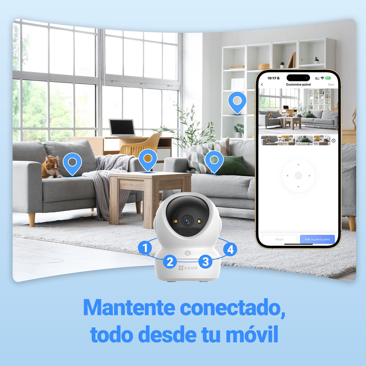 EAN 6941545642147 - EZVIZ H6c G1 3K Esférico Cámara de seguridad IP Interior 2880 x 1620 Pixeles Techo/Pared/Escritorio imagen 47