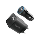 Logilink Usb-A C Charging Kit, 15 W, Each 1x Usb-A, 1x Usb-C, Negro
