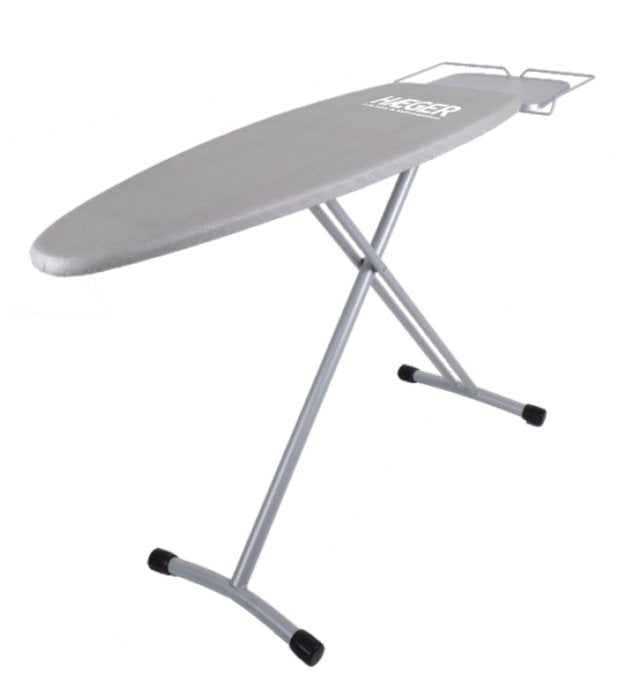 Tabla De Planchar Haeger Homestrong Pro Gris Estructura Red Metalica 124*40cm Altura Ajustable 94cm Funda Metalizada Con Espuma 5mm