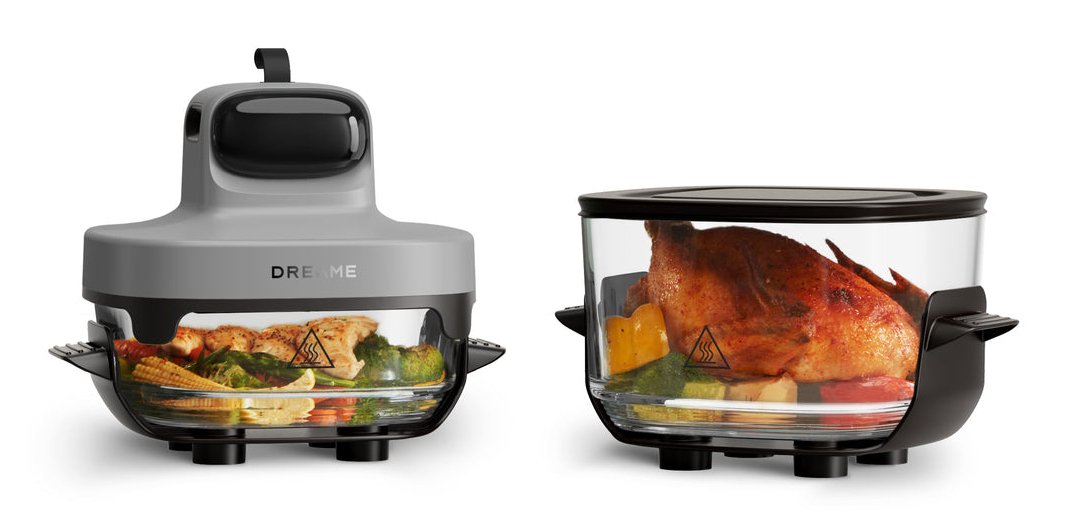 Dreame Tasti Sencillo Independiente 1500 W Freidora De Aire Caliente Negro, Transparente, Blanco