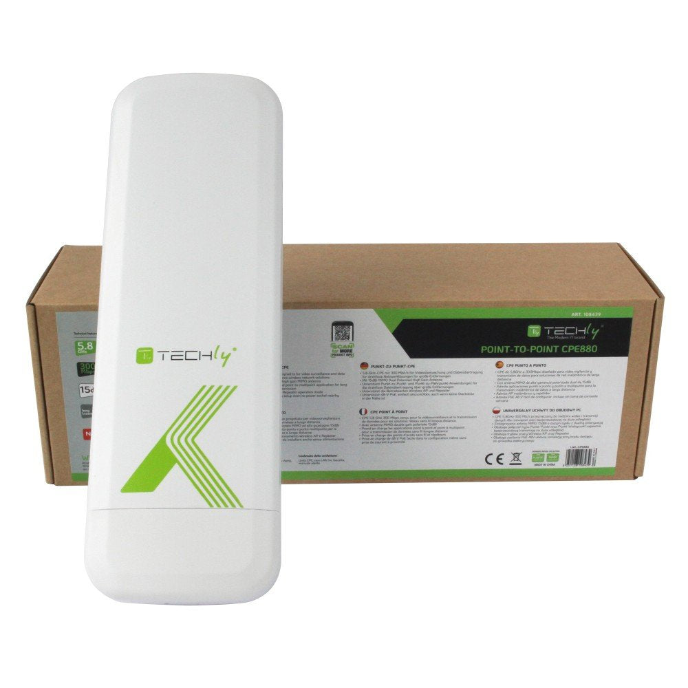 Techly I-Wl-Cpe880 Dispositivo Externo Cpe/Punto De Acceso/Repetidor 5.8ghz 15dbi 300mb/S