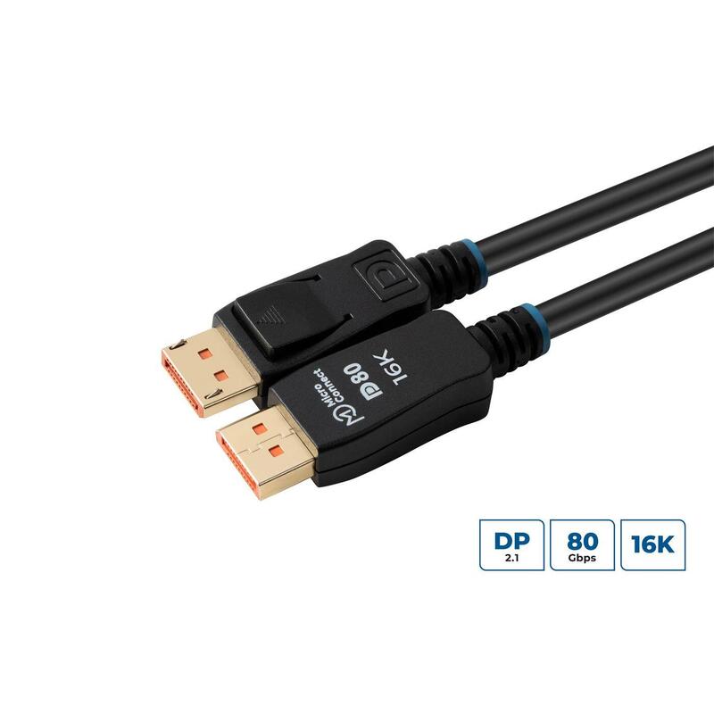 Cable 16k Displayport 2.1 80gbps  2m, Black